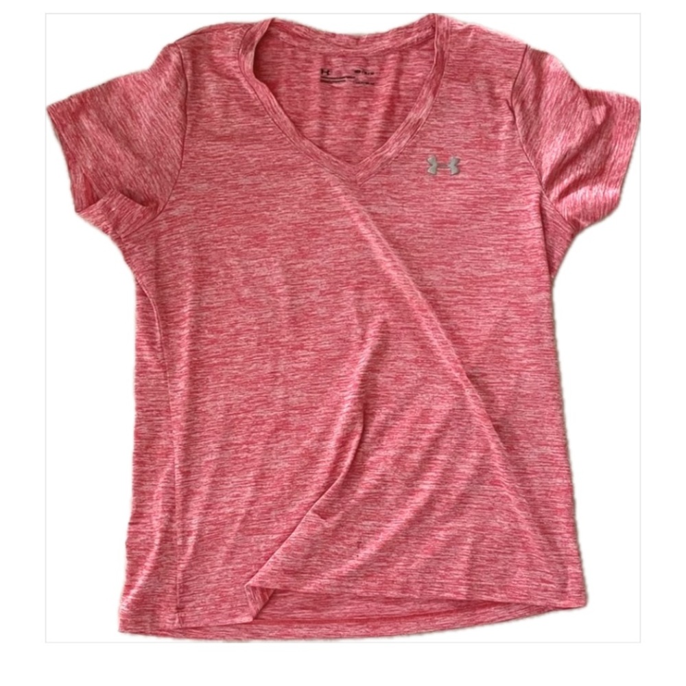 Under Armour Women's Heathered Pink V-Neck Tee